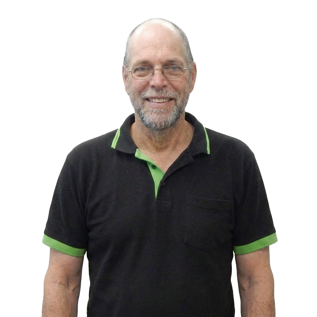 Porträtfoto von Frank Weil in grüner Kawasaki-Werkstattkleidung